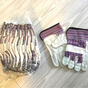 New (12 Pairs) Cowhide Leather Palm Work Gloves, Size: L / Large